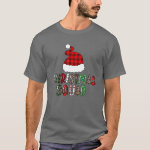 Santa Hat Red Buffalo Plaid Christmas Squad Family T-Shirt