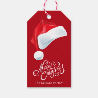 Santa Hat Red Merry Christmas Gift Tags