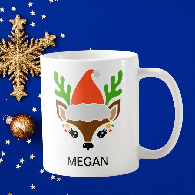Santa Hat Reindeer Face Holiday Coffee Mug (Santa Hat Reindeer Face Holiday Coffee Mug
)