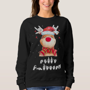 Santa Hat Reindeer I Love You Sign Language Merry Sweatshirt