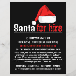 Santa Hat, Santa Claus Entertainer Advertising Flyer