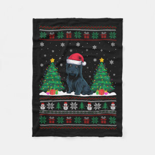 Santa Hat Scottie Dog Christmas Tree Lights Ugly S Fleece Blanket