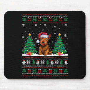 Santa Hat Scottish Terrier Dog Xmas Tree Lights Ug Mouse Pad