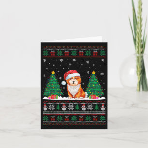 Santa Hat Shichon Dog Christmas Tree Lights Ugly S Card