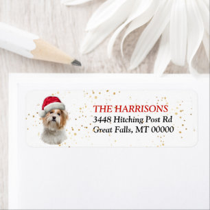 Santa Hat Shih Tzu Dog Return Address