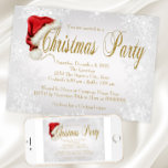 Santa Hat Silver Snowflake Christmas Party Invitation<br><div class="desc">Santa hat and snowflake Christmas party invitation with cute red Santa hat on a silvery snowflake background with gold text. This elegant snowflake Christmas party invitation is easily customized for your event by simply adding your details in the font style and colour of your choice.</div>