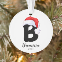 Santa Hat Simple Customizable Letter B Christmas