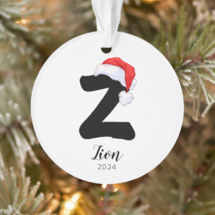 Santa Hat Simple Customizable Letter Z Christmas Ornament