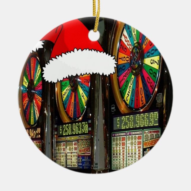 Santa Hat Slot Machines Ceramic Ornament (Front)