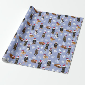 Santa hat Snowflake Blue Wrapping Paper