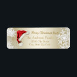 Santa Hat Snowflake Christmas Return Address<br><div class="desc">Christmas return address labels with cute red Santa hat on a pretty gold snowflake background. You can easily customize these cute red Santa hat and snowflake address labels by simply adding your details.</div>