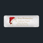 Santa Hat Snowflake Christmas Return Address Label<br><div class="desc">Christmas return address labels with red Santa hat on a pretty snowflake background. You can easily customize these cute red Santa hat and snowflake address labels by simply adding your details.</div>