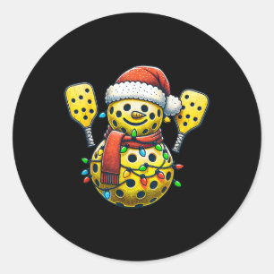 Santa Hat Snowman Family Matching Pickleball Chris Classic Round Sticker