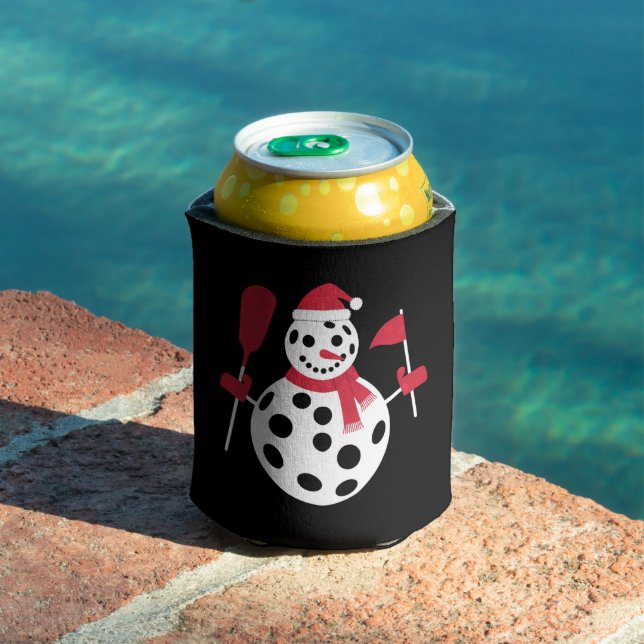 Santa Hat Snowman Family Xmas Matching Pickleball  Can Cooler (In Situ Pool)