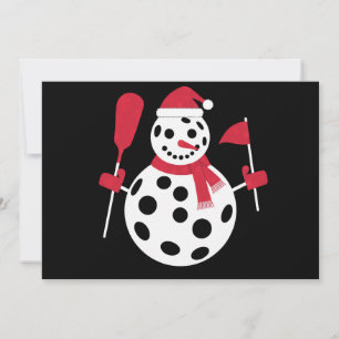 Santa Hat Snowman Family Xmas Matching Pickleball Holiday Card
