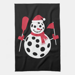 Santa Hat Snowman Family Xmas Matching Pickleball Kitchen Towel