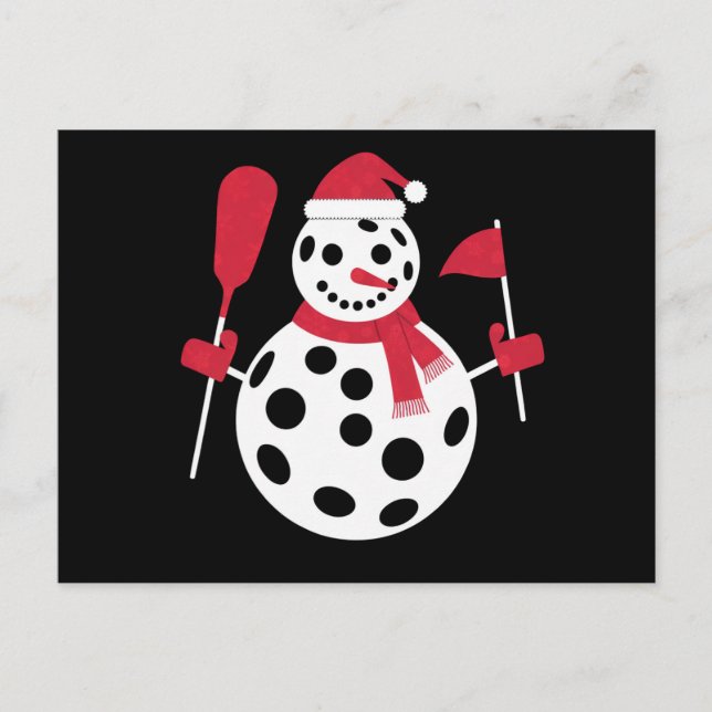Santa Hat Snowman Family Xmas Matching Pickleball  Postcard (Front)