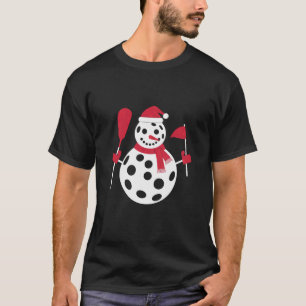 Santa Hat Snowman Family Xmas Matching Pickleball T-Shirt