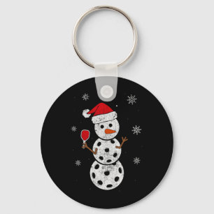 Santa Hat Snowman Gifts For Xmas Fun Pickleball Ch Keychain