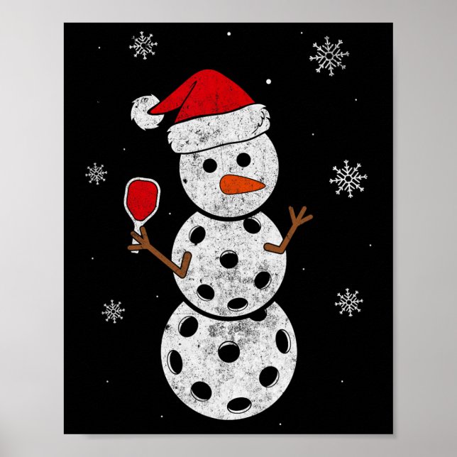 Santa Hat Snowman Gifts For Xmas Fun Pickleball Ch Poster (Front)