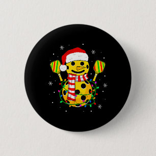 Santa Hat Snowman Gifts For Xmas Funny Pickleball  2 Inch Round Button