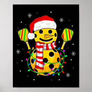 Santa Hat Snowman Gifts For Xmas Funny Pickleball  Poster
