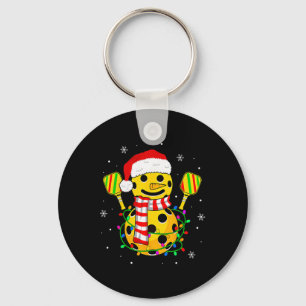 Santa Hat Snowman Gifts For Xmas Funny Picklebyll Keychain