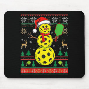 Santa Hat Snowman Xmas Ckleball Ugly Sweater Chris Mouse Pad