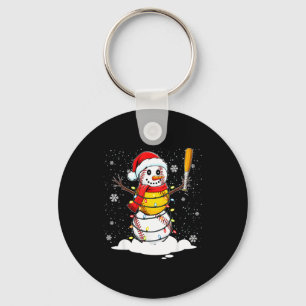 Santa Hat Snowman Xmas Funny Baseball Softball Chr Keychain