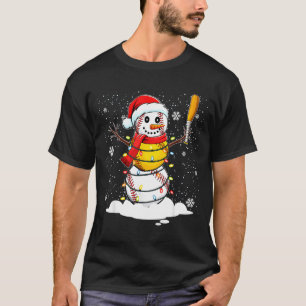 Santa Hat Snowman Xmas Funny Baseball Softball Chr T-Shirt
