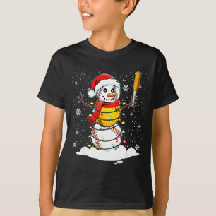 Santa Hat Snowman Xmas Funny Baseball Softball Chr T-Shirt