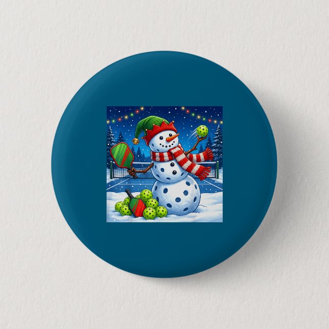 Santa Hat Snowman Xmas Funny Ckleball Christmas  2 Inch Round Button (Front)