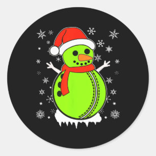 Santa Hat Snowman Xmas Funny Cricket Ll Lover Chri Classic Round Sticker