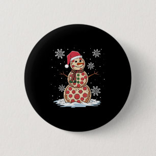Santa Hat Snowman Xmas Funny Pizza Snowman Lover C 2 Inch Round Button