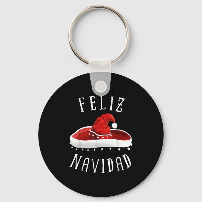 Santa Hat Sombrero Christmas Mexico Feliz Navidad  Keychain (Front)