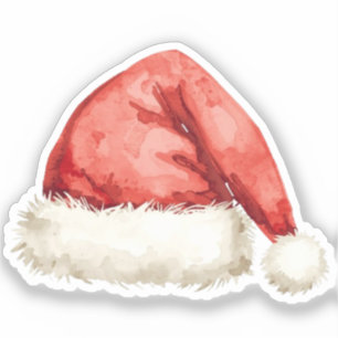 Santa Hat Sticker   Classic Holiday Doodle