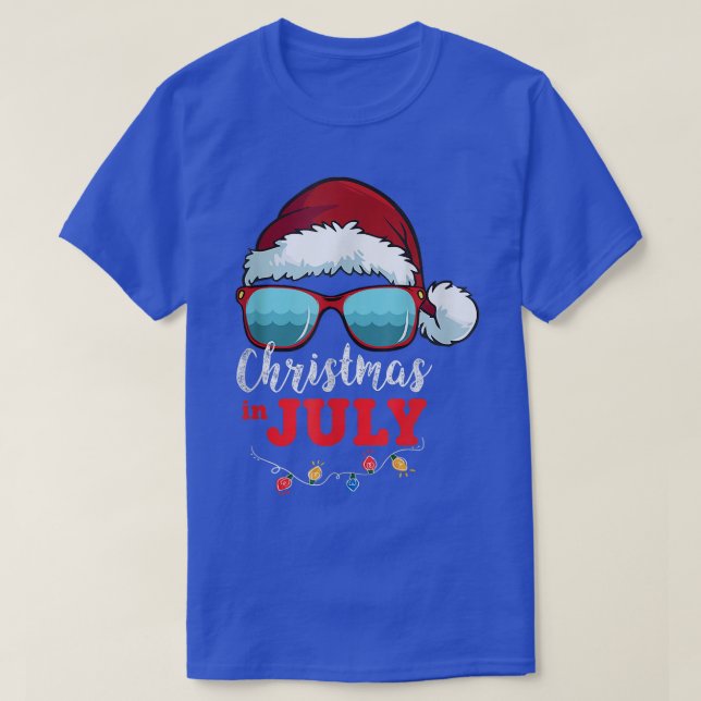 Santa Hat Sunglasses Summer Christmas In July982  T-Shirt (Design Front)