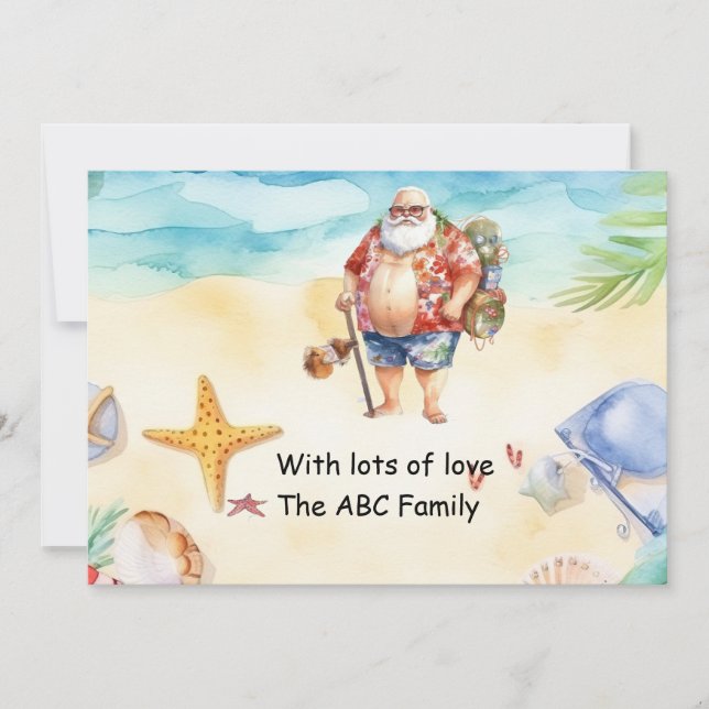 Santa Hat Sunglasses Summer Christmas In July Holiday Card (Front)