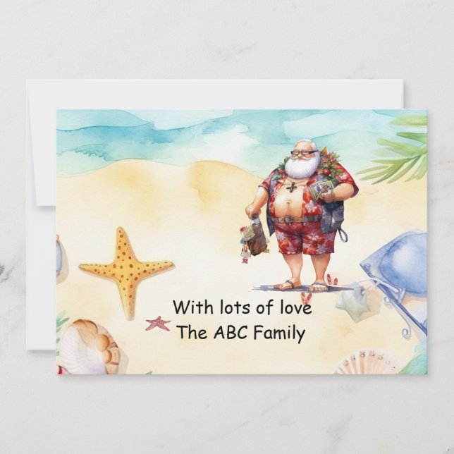 Santa Hat Sunglasses Summer Christmas In July Holiday Card (Front)