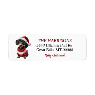 Santa Hat Sweater Dachshund Return Address