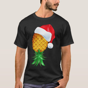 Santa Hat Swinger Upside Down Pineapple T-Shirt