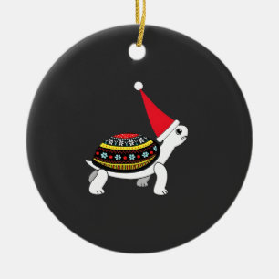 Santa Hat Tortoise - Vintage Sea Turtle Xmas Ugly Ceramic Ornament