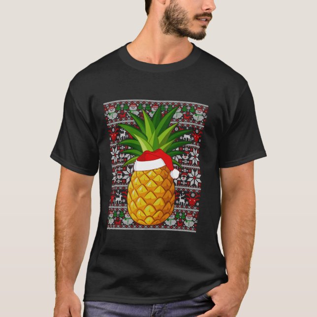 Santa Hat Ugly Christmas Sweater Pineapple Fruit L (Front)