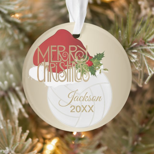 Santa Hat 🏐 Volleyball | DIY Name Ornament (Tree)