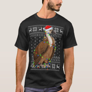Santa Hat Vulture Bird Christmas Lighting Ugly Vul T-Shirt
