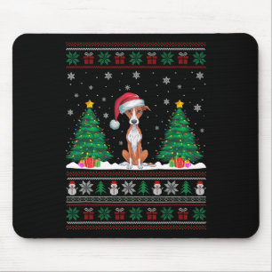 Santa Hat Whippet Dog Christmas Tree Lights Ugly S Mouse Pad