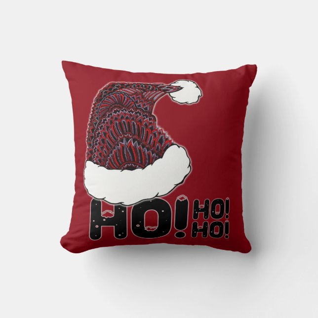 Santa Hat with Text Throw Pillow (Front)