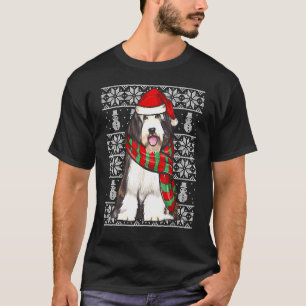 Santa Hat Xmas Bearded Collie Ugly Christmas T-Shirt