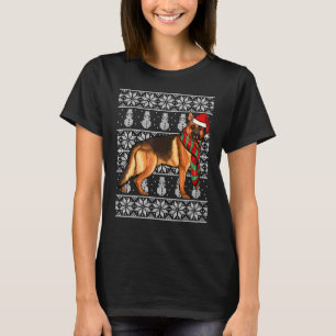 Santa Hat Xmas German Shepherd Ugly Christmas T-Shirt