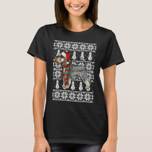 Santa Hat Xmas Miniature Schnauzer Ugly Christmas T-Shirt